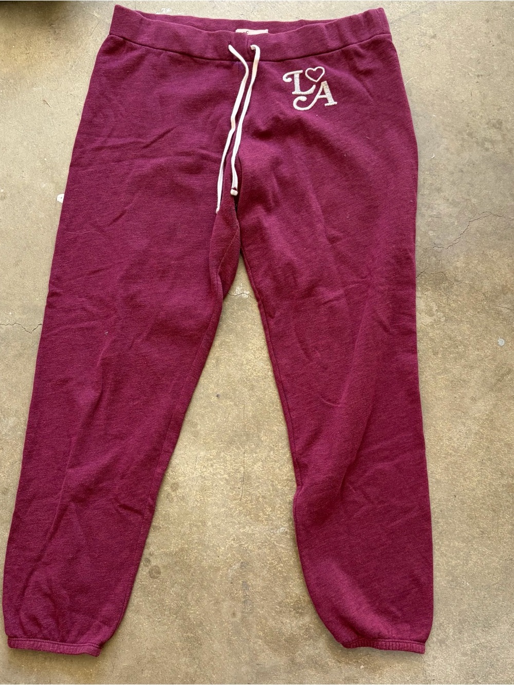 Hollister Maroon Jogger Sweatpants with White Drawstring